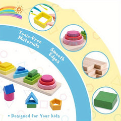 Wooden Toy Shape and Color Recognition Blocks Set