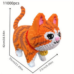 Large Orange Cat Building Block Set Party Game DIY 3D Puzzle Assembly