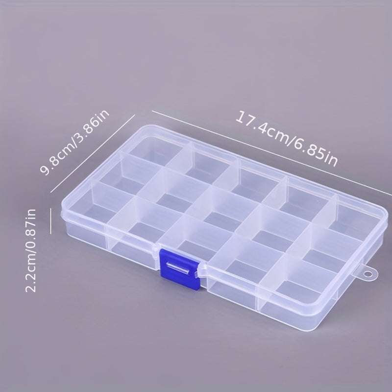 15 Grids Clear Plastic Storage Box Jewelry Organizer Fishing Tackle Container