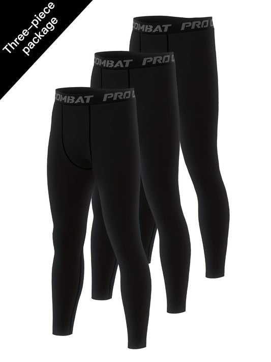 Men's Solid Compression Leggings for Running Training