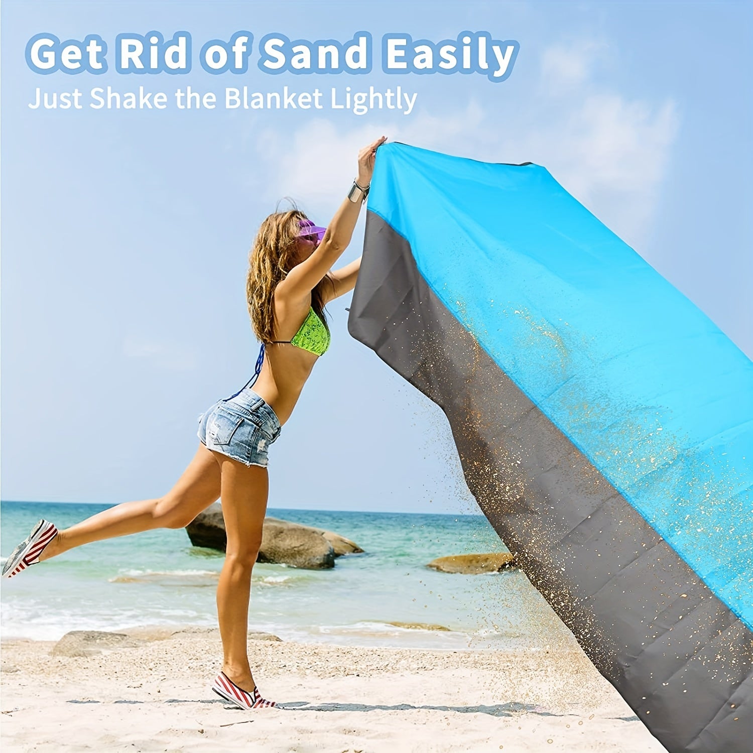 Waterproof & Sandproof Beach Blanket for 5-8 Adults, Lightweight & Portable