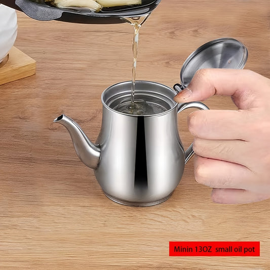 13oz Stainless Steel Pot with Strainer for Condiments and Meals