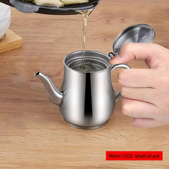 13oz Stainless Steel Pot with Strainer for Condiments and Meals