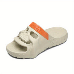 Men's Block Skull Slides Casual Non Slip Slippers Open Toe Shoes