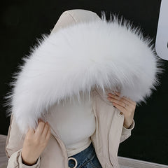 Faux Fur Collar Solid Warm Decorative Plush Shawl Scarf