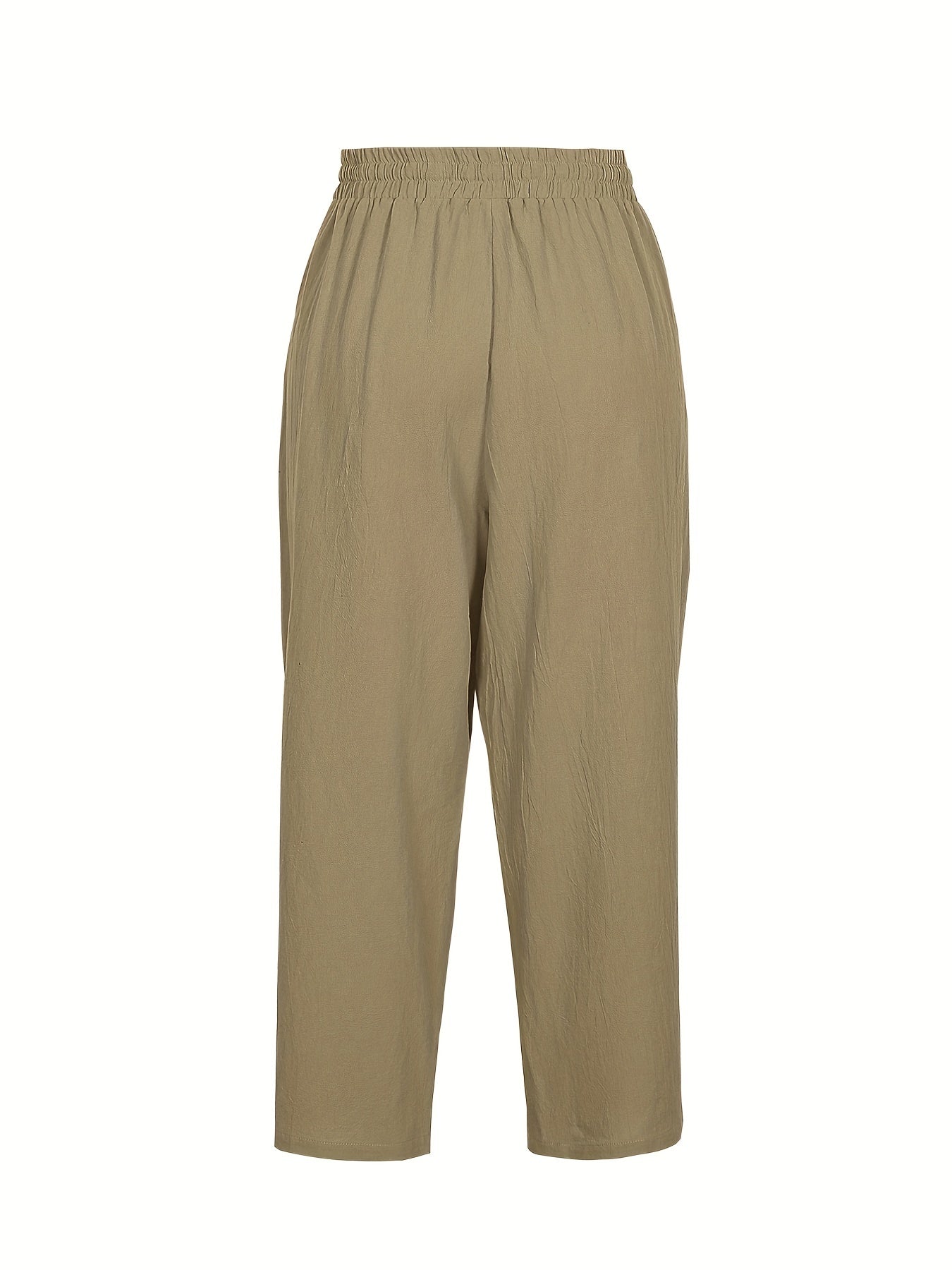  Solid Straight Leg Drawstring Pants With Pockets