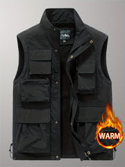 Men's Thermal Tactical Vest With Pockets Zip Up Jacket