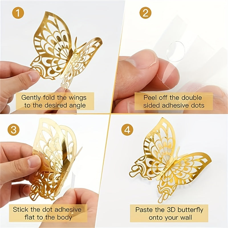 72pcs 3D Butterfly Wall Stickers Bedroom Classroom Wedding Decor