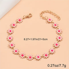 Women's Small Dropping Oil Flower Anklet Beach Jewelry