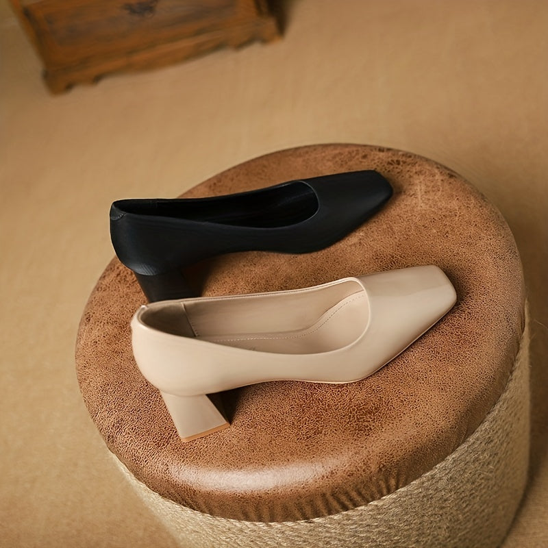 Women's Chunky Heels Square Toe Pumps