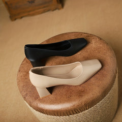 Women's Chunky Heels Square Toe Pumps