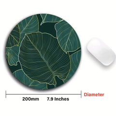 Personalized Round Mouse Pad with Leaf Pattern Design