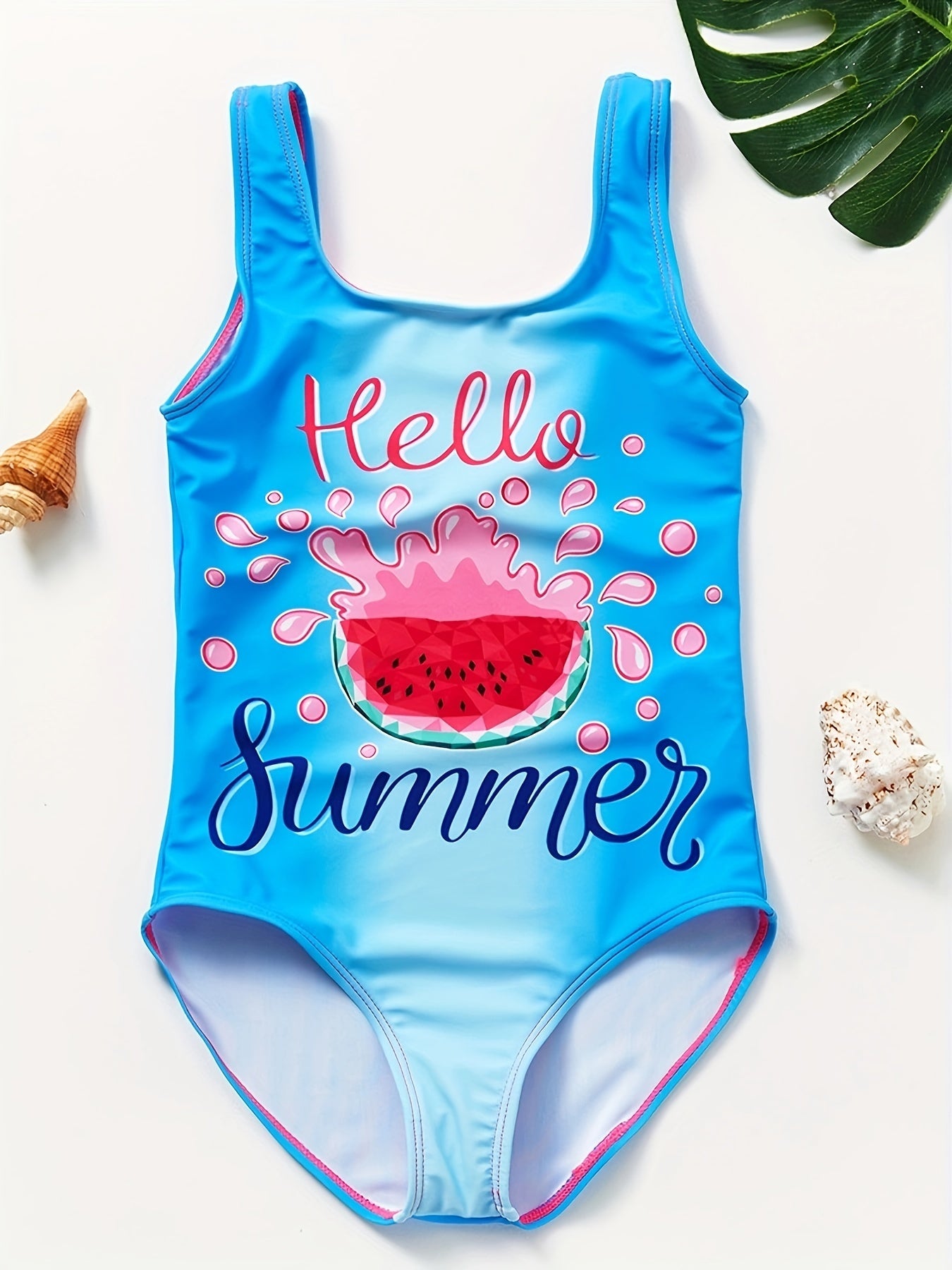 Watermelon Graphic Sleeveless Swimsuit for Toddler Girls
