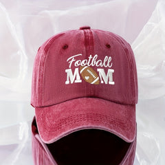 FOOTBALL MOM Embroidery Baseball Cap Distressed Dad Hat for Women