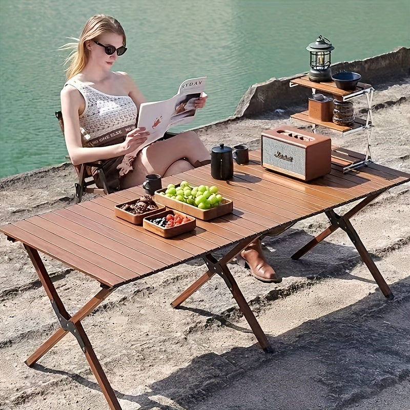 Portable Aluminum Egg Roll Table for Outdoor Camping Picnic BBQ