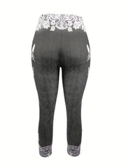  Butterfly & Denim Print Skinny Leggings