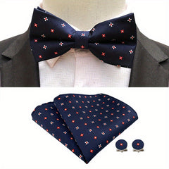Men's Bow Tie & Handkerchief Groom Wedding Accessories Set