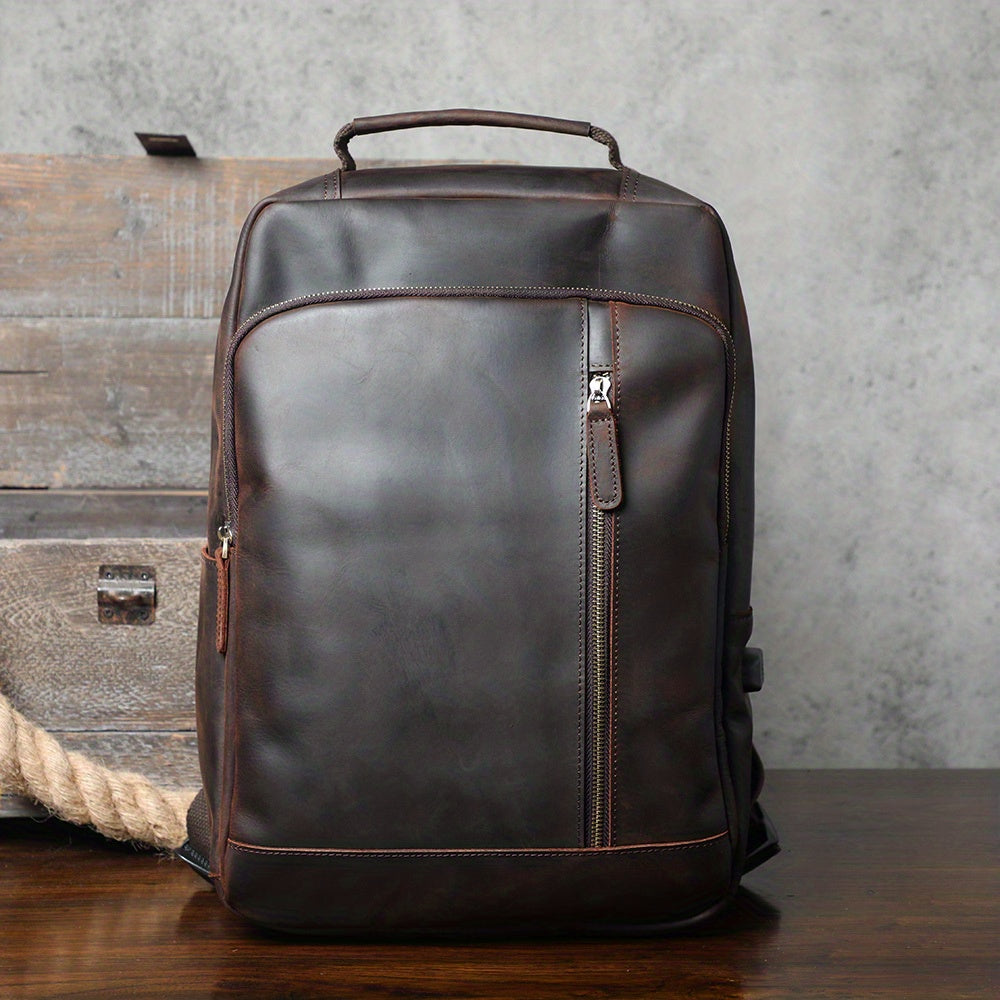 Vintage Leather Backpack Men's Large Capacity Computer Bag
