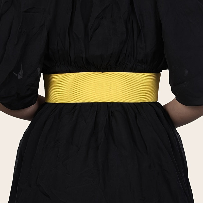 Yellow Elastic Waist Belt for Women's Dresses Decorative Girdle