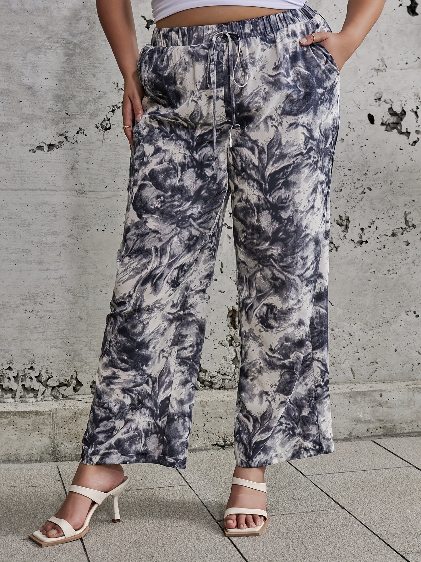  Painting Print Wide Leg Trousers
