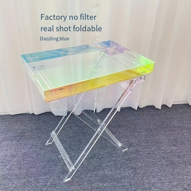 Acrylic Transparent Folding Coffee Table with Storage Shelf