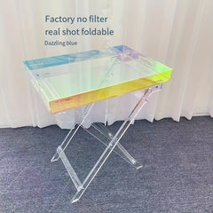 Acrylic Transparent Folding Coffee Table with Storage Shelf