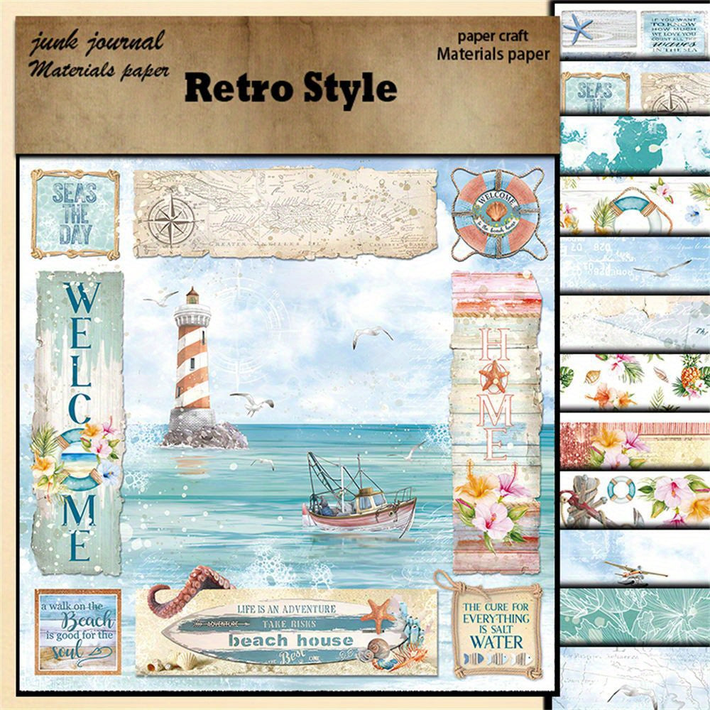 Summer Breeze Themed Paper Sheets for DIY Projects - Set of 12