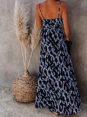  Allover Print V Neck Maxi Wrap Dress