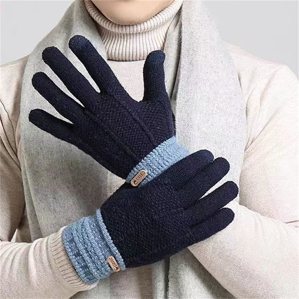 Men's Winter Warm Knitted Touch Screen Gloves Plus Velvet Thicken