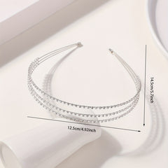 Three Layered Rhinestone Headband Metal Headdress for Wedding
