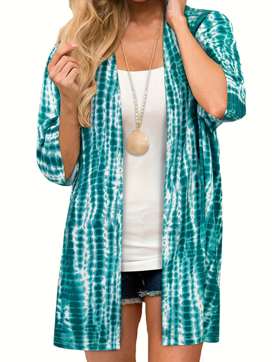  Tie Dye Long Sleeve Open Front Cardigan