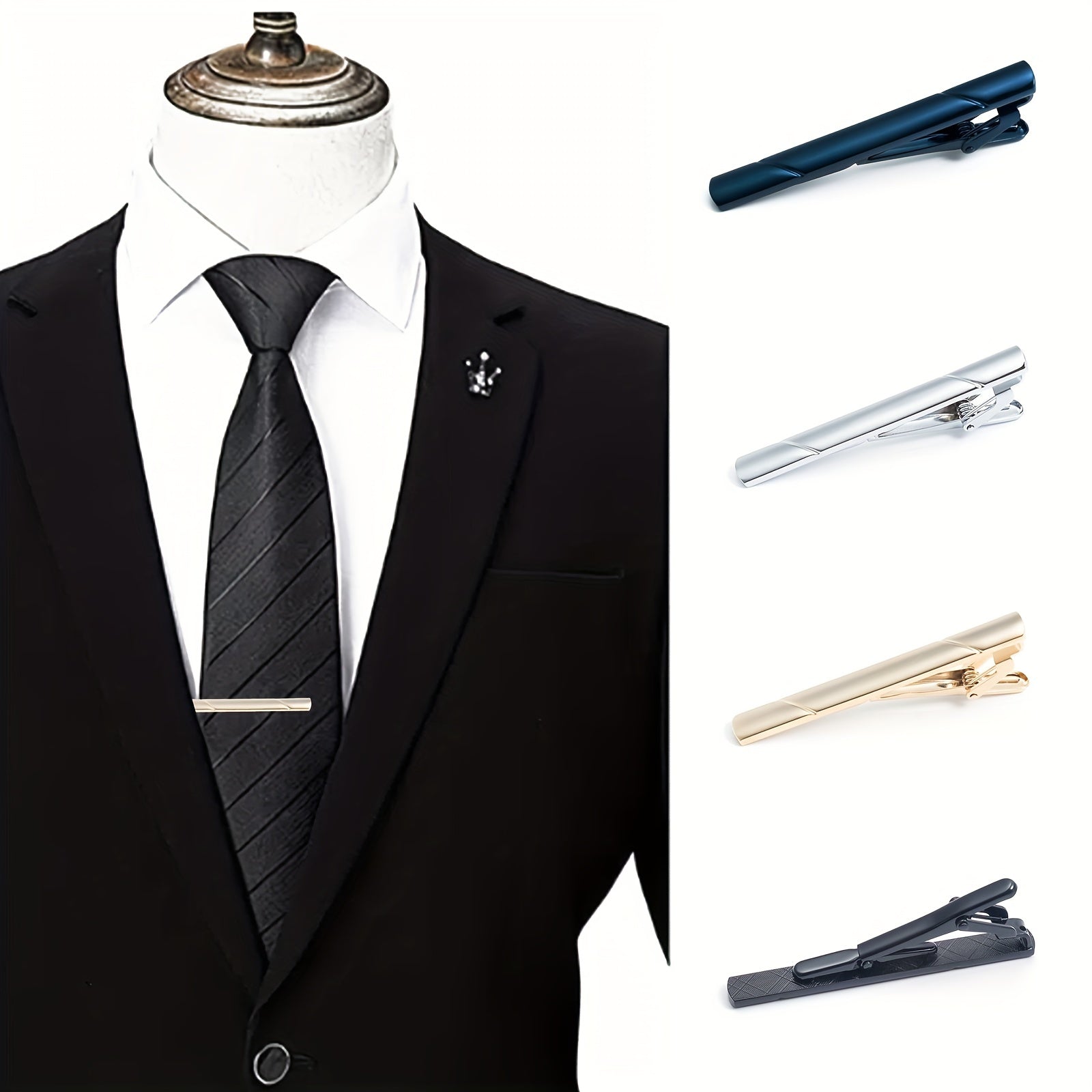 Men's Shirt Tie Clip Wedding Business Tie Pin Clips Holiday Gift
