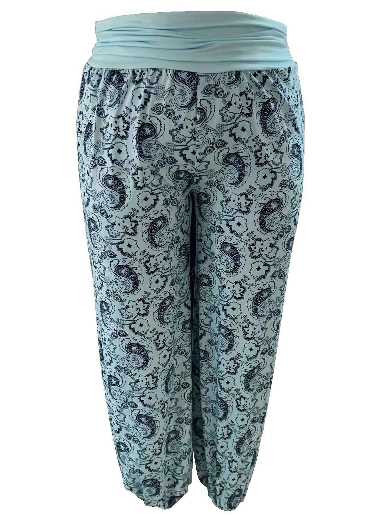  Paisley Print High Rise Stretch Pants