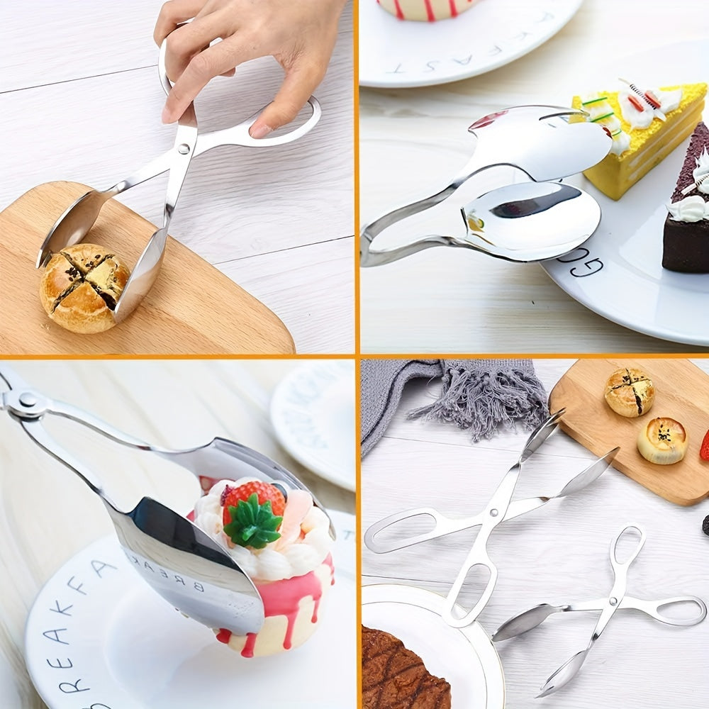 1pc Stainless Steel Kitchen Tongs Salad Clips Multipurpose Kitchen Clips
