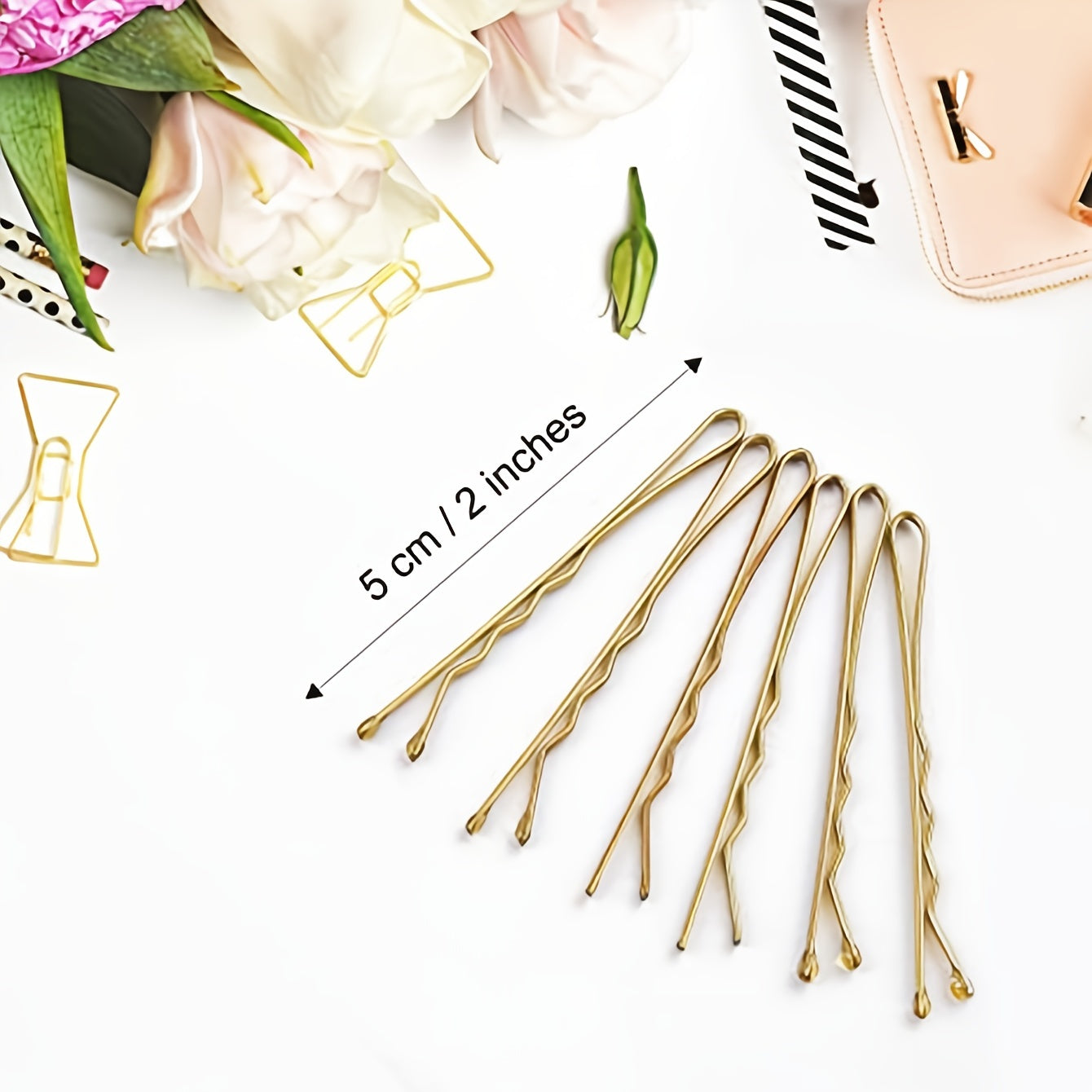 100pcs Blonde Bobby Pins Secure Hold Golden Hair Clips Women Girls