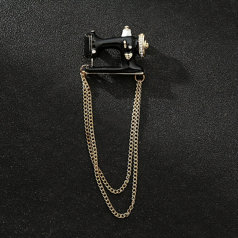 Sewing Machine Tassel Brooch Men's Chain Suit Personality Accessories