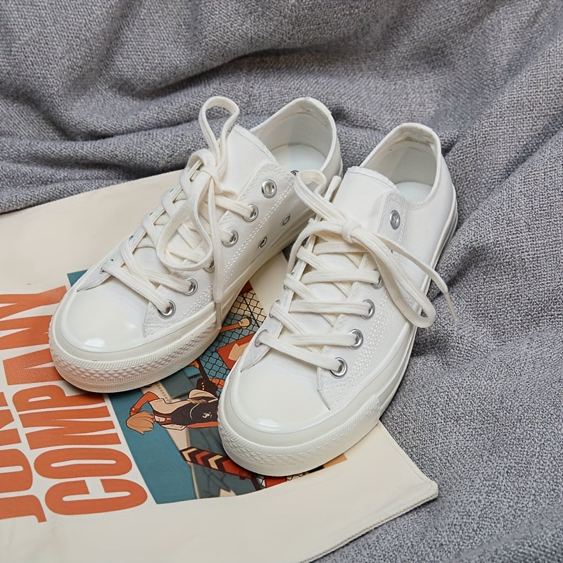Women's Solid Canvas Lace Up Outdoor Shoes Comfortable Skate Shoes