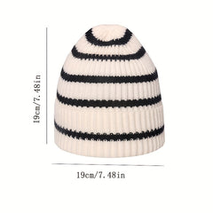 Kids' Striped Woolen Windproof Beanie Hat
