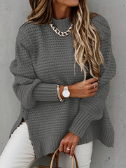  Knitted Mock Neck Sweater Long Sleeve Pullover Jumper