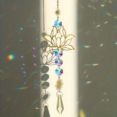 Lotus Flower Crystal Sun Catcher Wind Chime for Decor