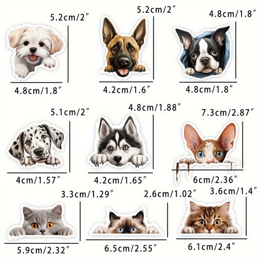 50pcs Peeking Cats Dogs Stickers for Water Bottle Laptop Notebook