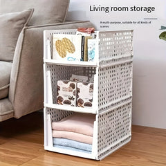 1pc Stackable Clothes Storage Box Folding Clothes Storage Basket