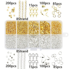 DIY Earring Accessories Kit Golden & Silver Jewelry Beads Pliers Set 5g