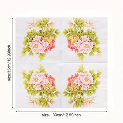 20pcs Peony Flower Disposable Napkins for Wedding Party Supplies