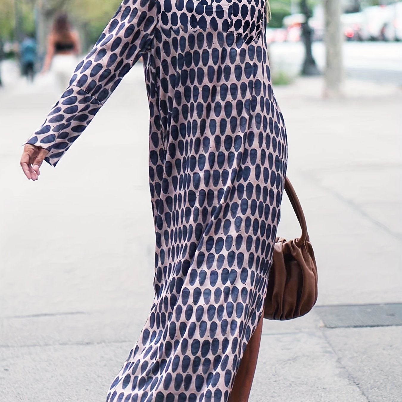  Women's V-Neck Long Sleeve Maxi Dress