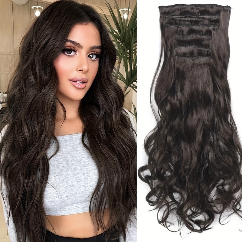6pcs Body Wave Hair Extensions 55-88cm Double Weft Synthetic Heat Resistance
