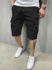 Men Drawstring Cargo Shorts with Flap Pockets