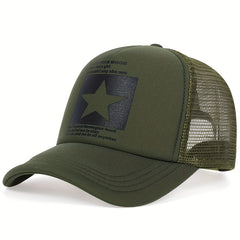 Pentagram Print Mesh Baseball Cap Unisex Trucker Hat Hip Hop Adjustable Dad Hat