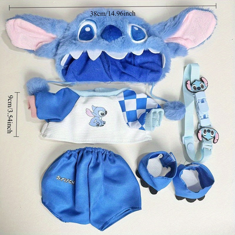 6pcs Labubu Stitch Doll Clothing Set Overalls Accessories Toy