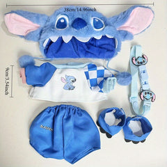 6pcs Labubu Stitch Doll Clothing Set Overalls Accessories Toy